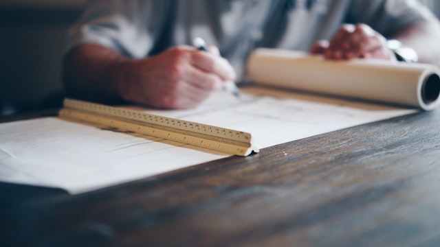 Architect working on plans